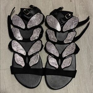 Elegant Black and Silver NWT Women's Sandals